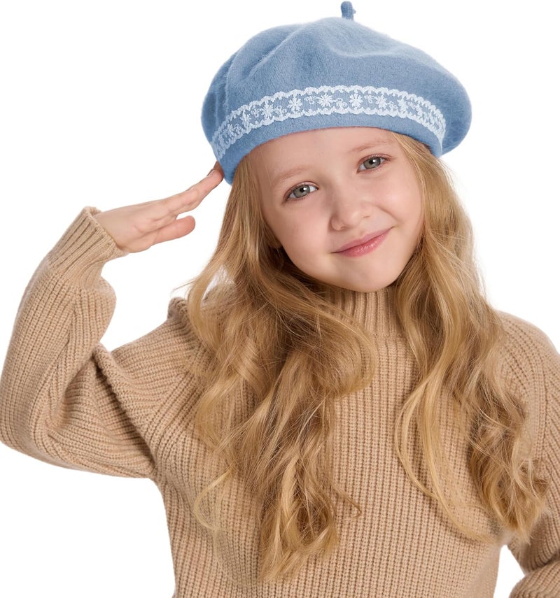 ZLYC Wool Kids Beret Hat Girls Solid Color Artist French Beret Cap - Image 2